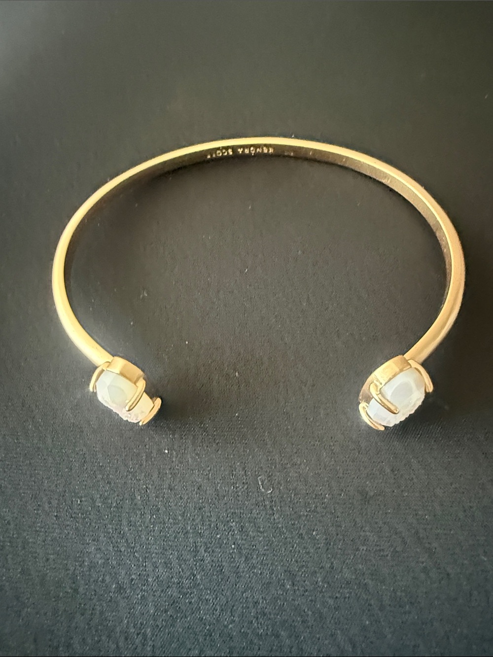 Kendra Scott Gold Open Cuff Bracelet with White Opal Stone Ends